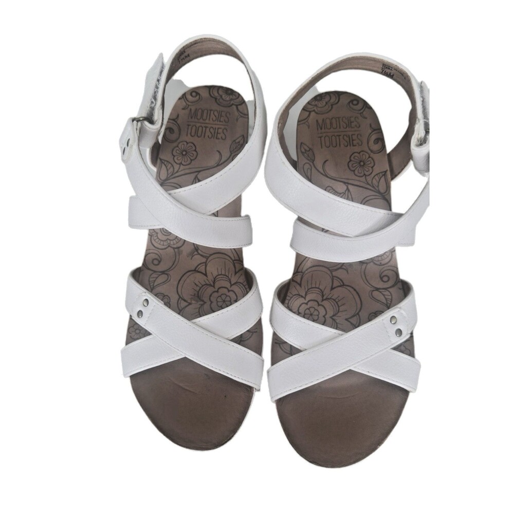 Mootsies Tootsies Tisha White Sandals Women Wedge Heel 3 " Size 7.5M STraps - Picture 9 of 12